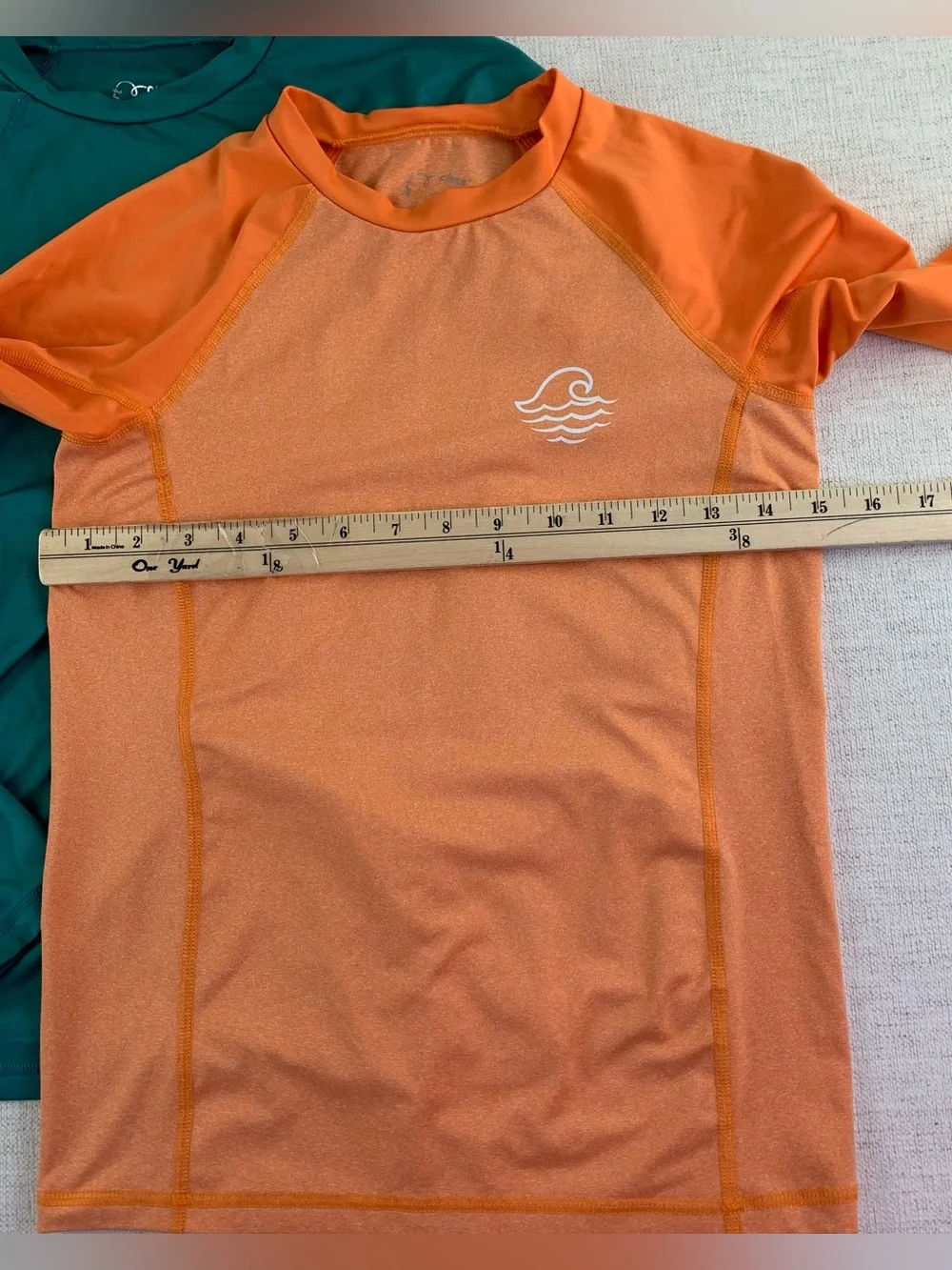 Lot of 2 boy Art class Rash Guard Swim Shirt - long sleeve orange green size L